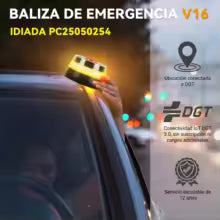 Baliza V16 geolocalizada DGT- luces de advertencia de peligro de emergencia para vehículo con visión 360º